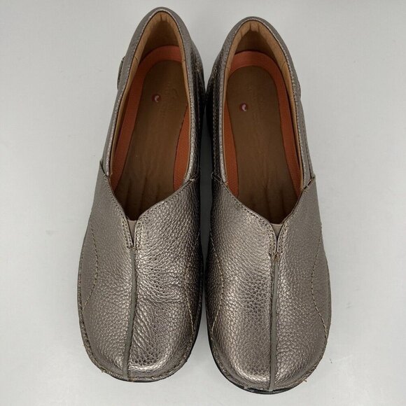 Clarks Unstructured Gold Leather Slip-On Casual Shoes Womens Size 9M Loafers - Picture 5 of 9